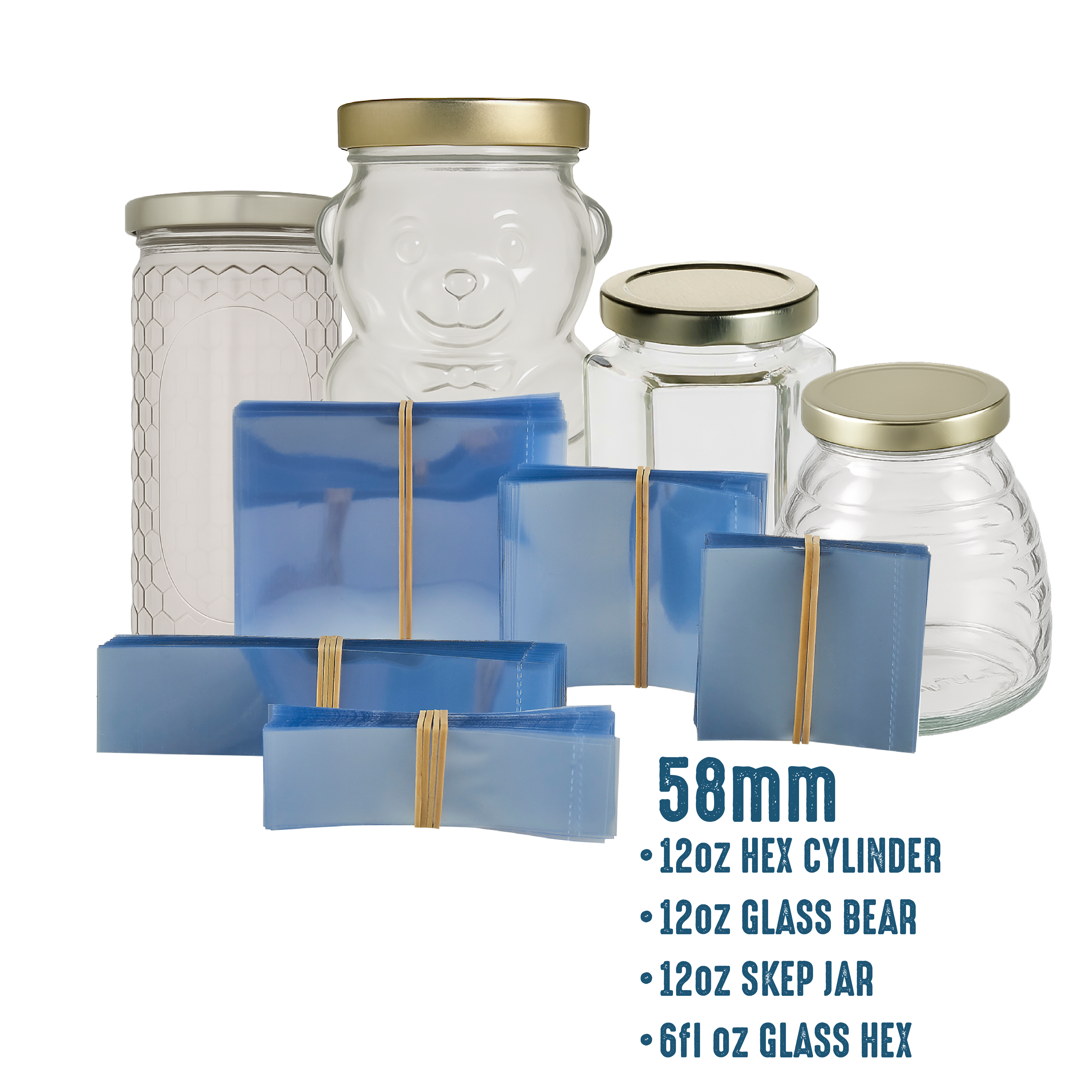 58mm Clear Shrink Bands (pack of 200) – Blue Sky Bee Supply