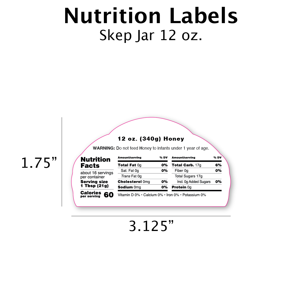 12 oz. wt. Skep Jar Nutrition Labels for Honey (roll of 250) [NTNL