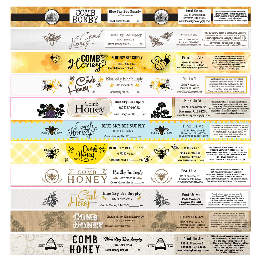 Customizable Full Size Cut Comb Box Labels (100 count)