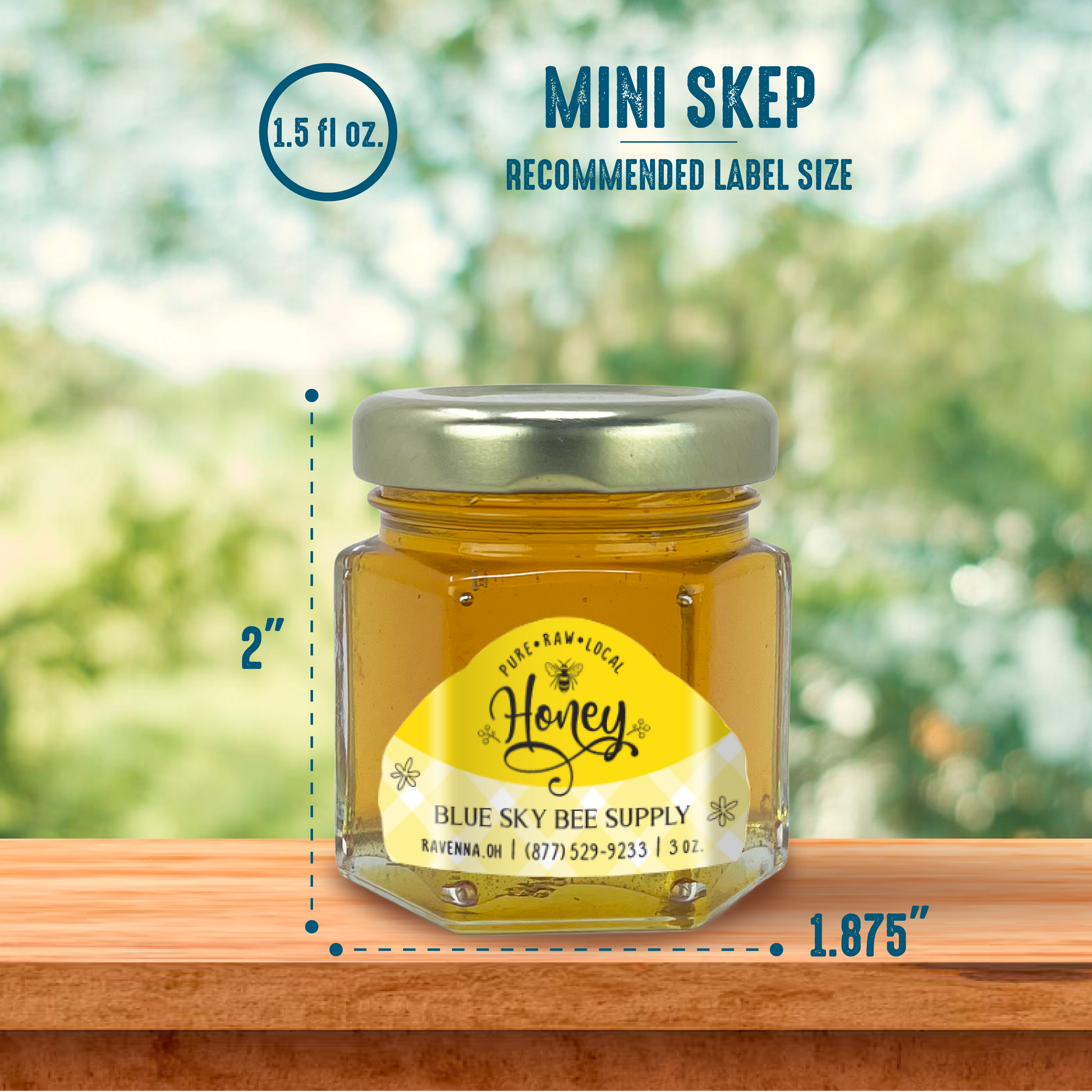 1.5 fluid oz. (45 ml) Glass Hex (24/case w/43mm LUG lids) [HEX15]