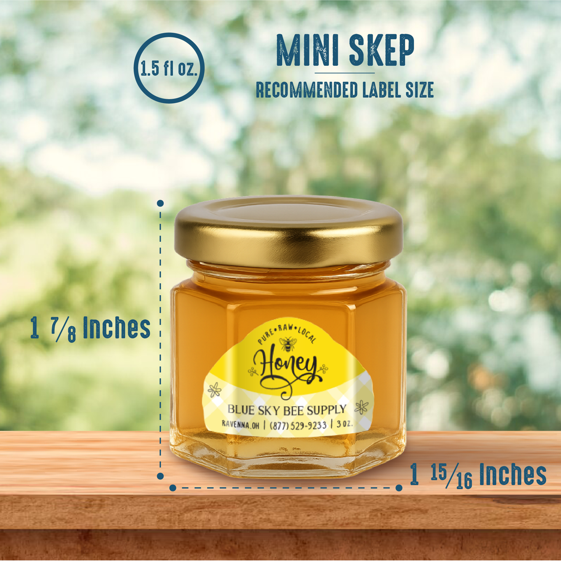 1.5 fluid oz. (45 ml) Glass Hex (24/case w/43mm LUG lids) [HEX15]
