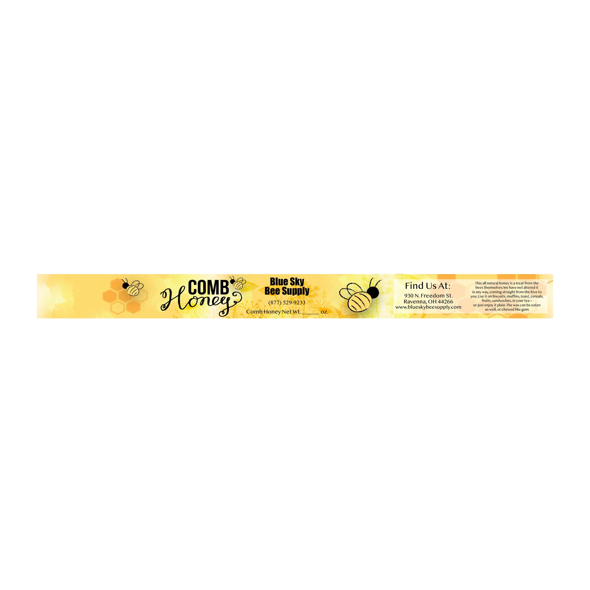 Customizable Full Size Cut Comb Box Labels (100 count) Blue Sky Bee Supply