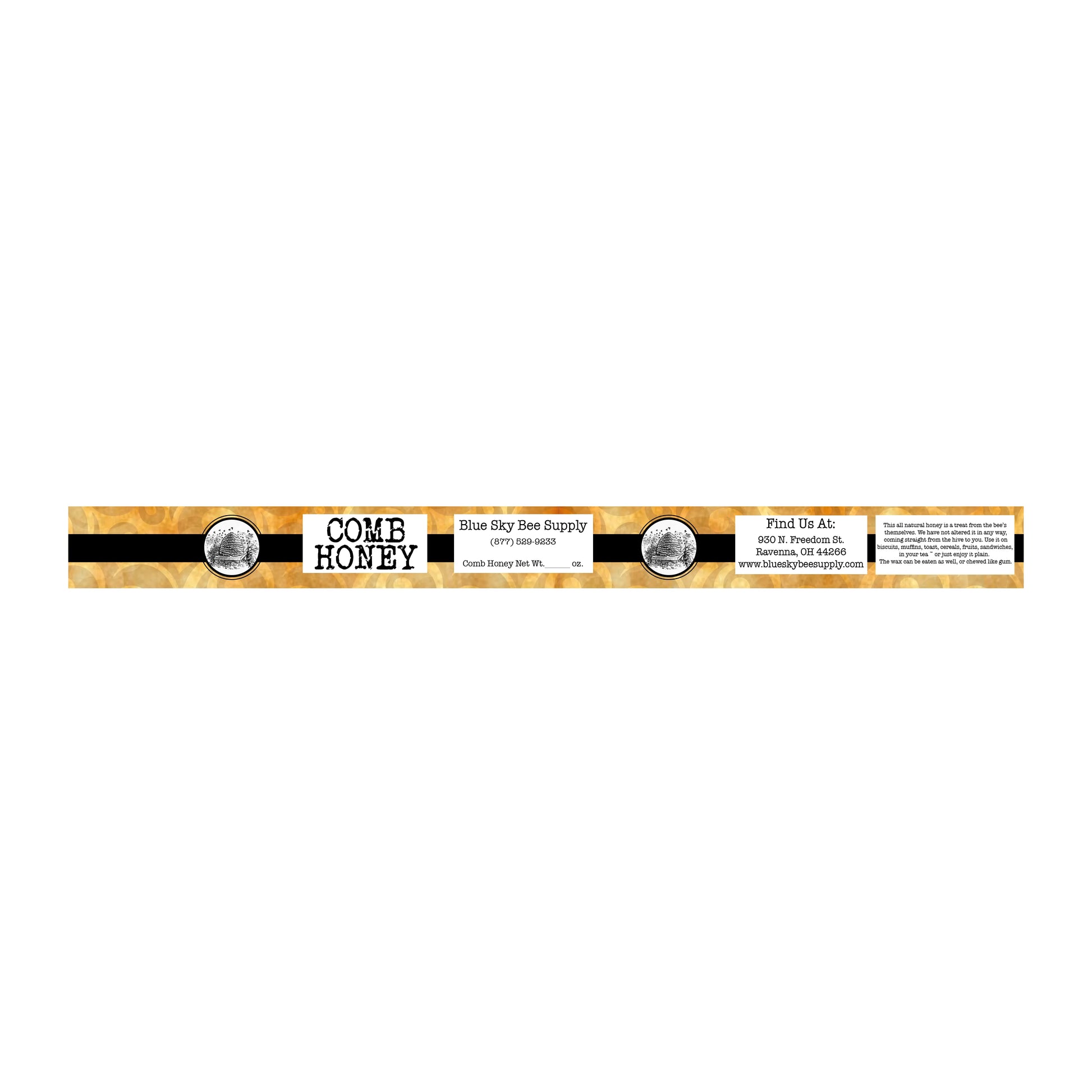 Customizable Full Size Cut Comb Box Labels (100 count) Blue Sky Bee Supply