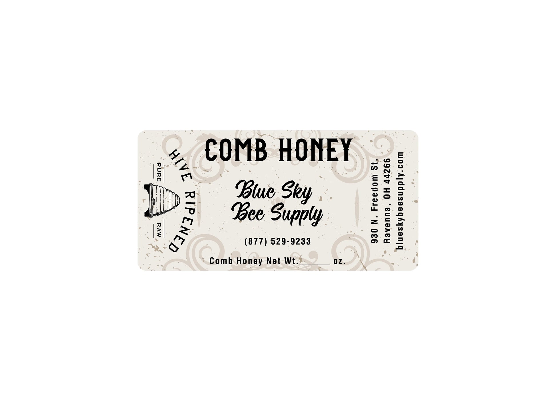 Customizable Half Size Cut Comb Box Labels (160 count) Blue Sky Bee Supply
