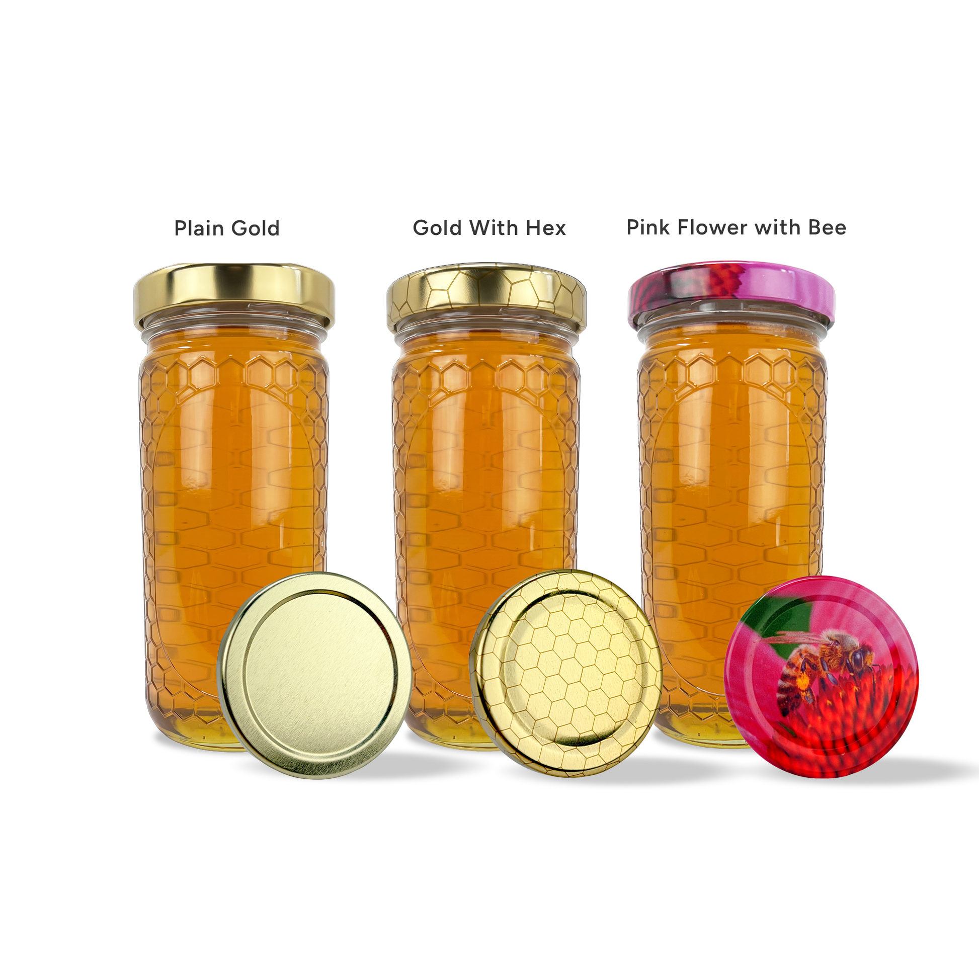 12 oz. wt. Glass Cylinder with hex cell embossing (12/case w/58mm LUG lids) [CH-12]