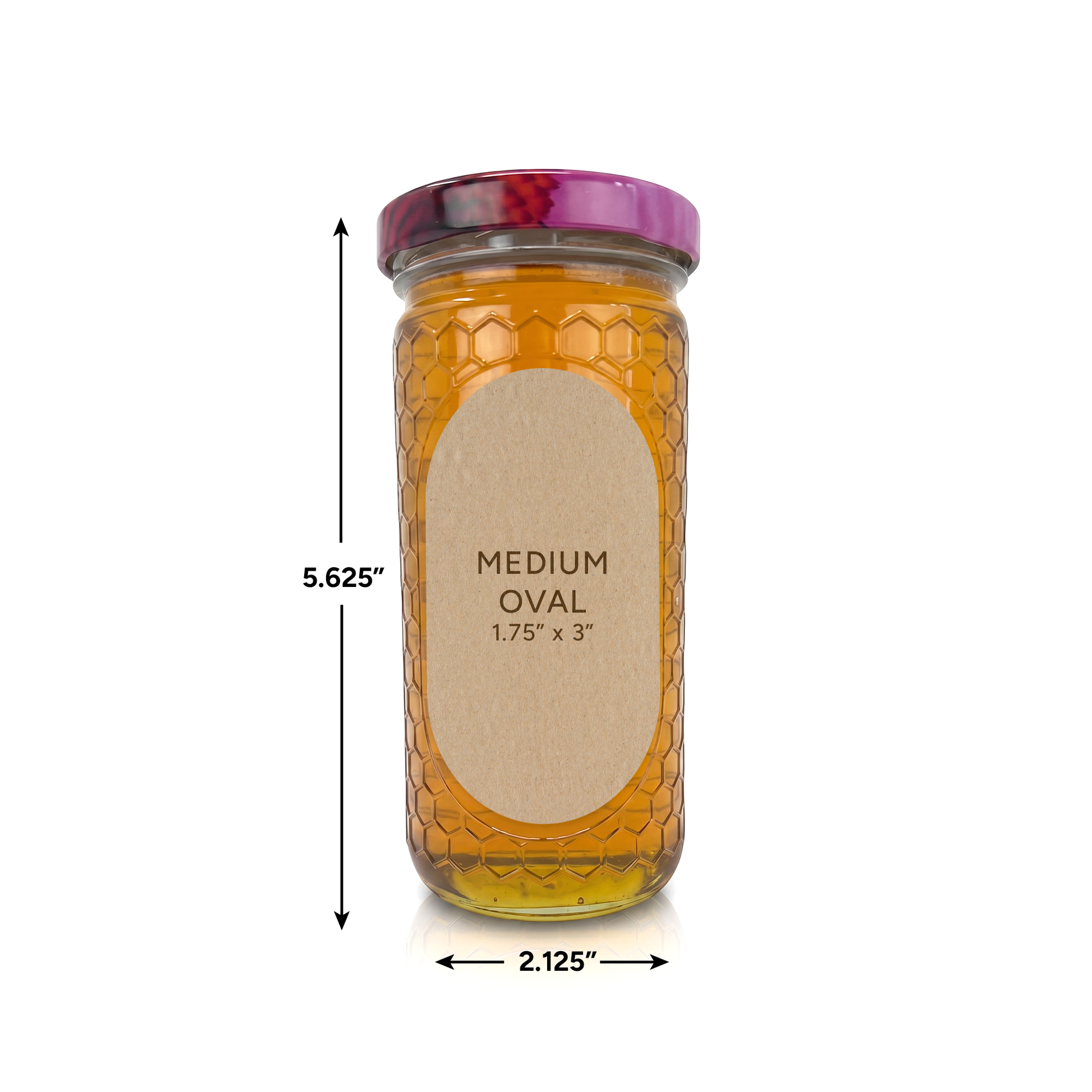 12 oz. wt. Glass Cylinder with hex cell embossing (12/case w/58mm LUG lids) [CH-12]
