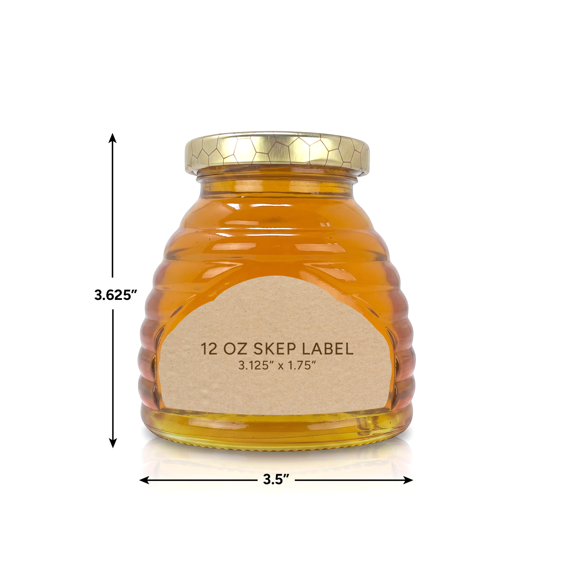 12 oz. wt. Glass Skep (hive) Jars (12 ct case w/58mmLUG Lids) [SK-8]
