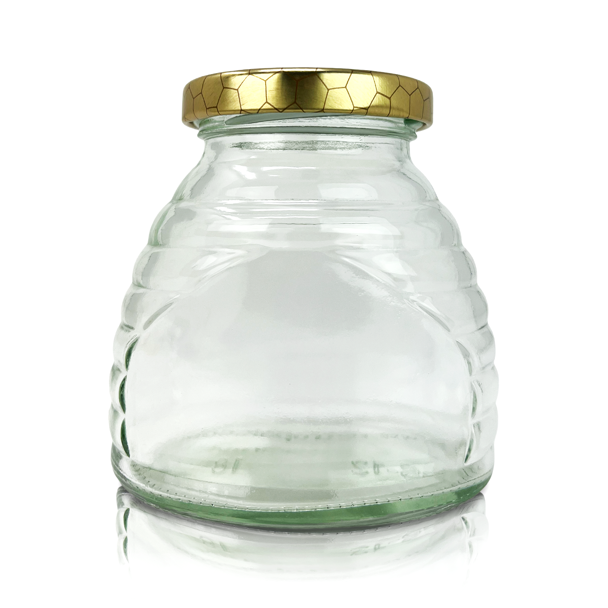12 oz. wt. Glass Skep (hive) Jars (12 ct case w/58mmLUG Lids) [SK-8]
