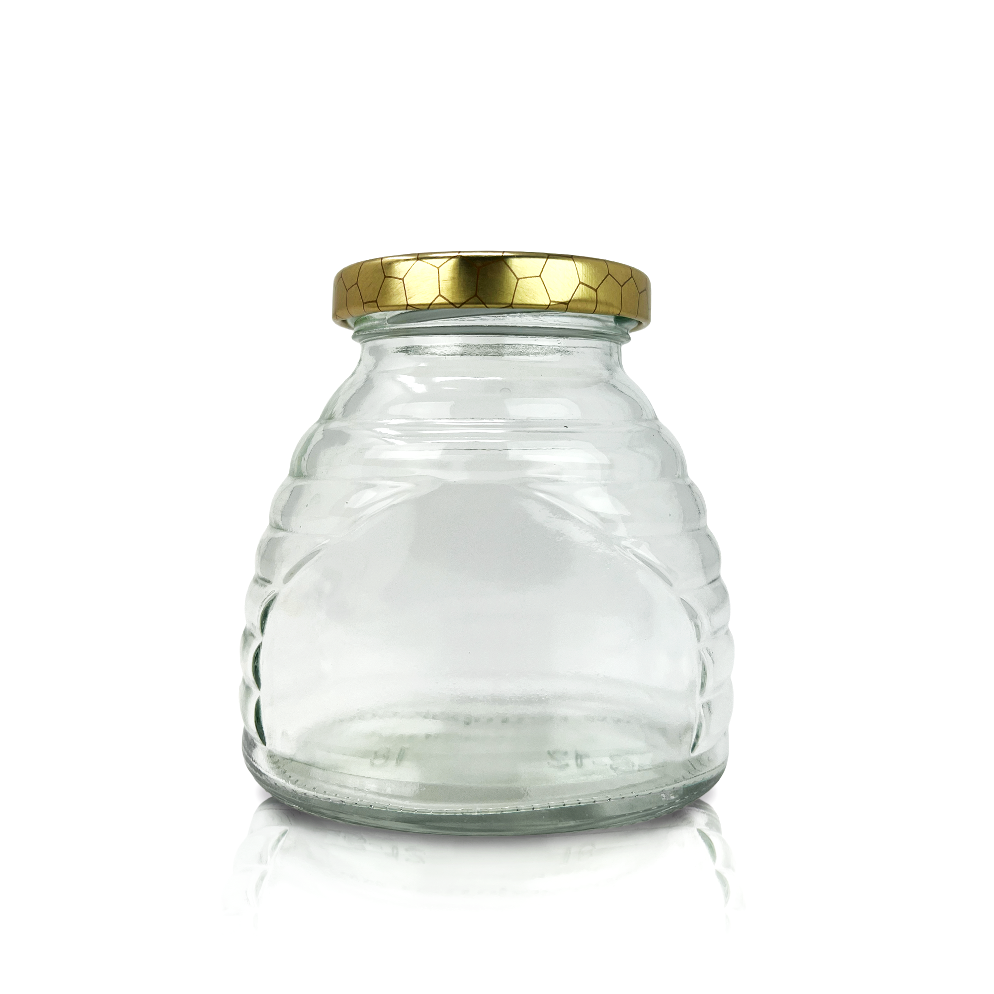 12 oz. wt. Glass Skep (hive) Jars (12 ct case w/58mmLUG Lids) [SK-8]