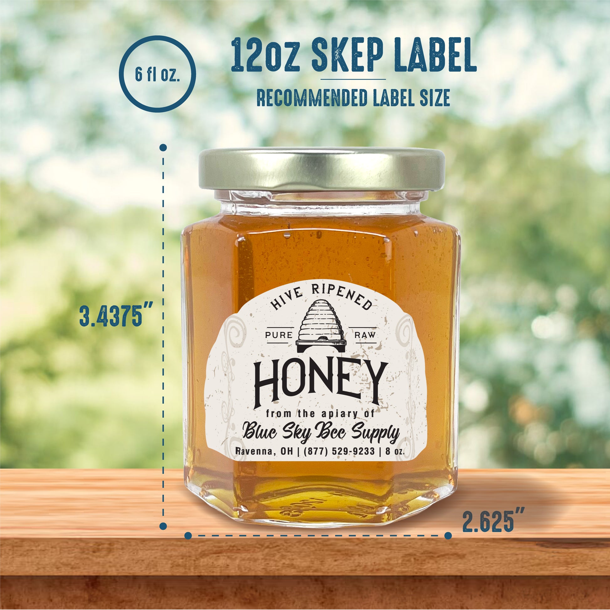 6 fluid oz. (190 ml) Glass Hex (12/case w/58mm LUG lids) [HEX06]