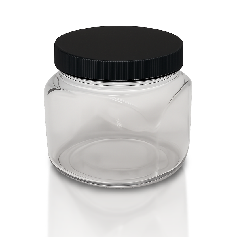 16 oz. wt. PET Plastic Square (case of 343 including black 70RM caps) [PSQ-16]
