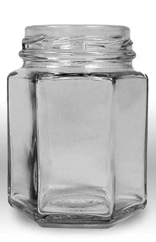 3.75 fluid oz. (110 ml) Glass Hex (12/case w/48mm LUG lids) [HEX04] Blue Sky Bee Supply