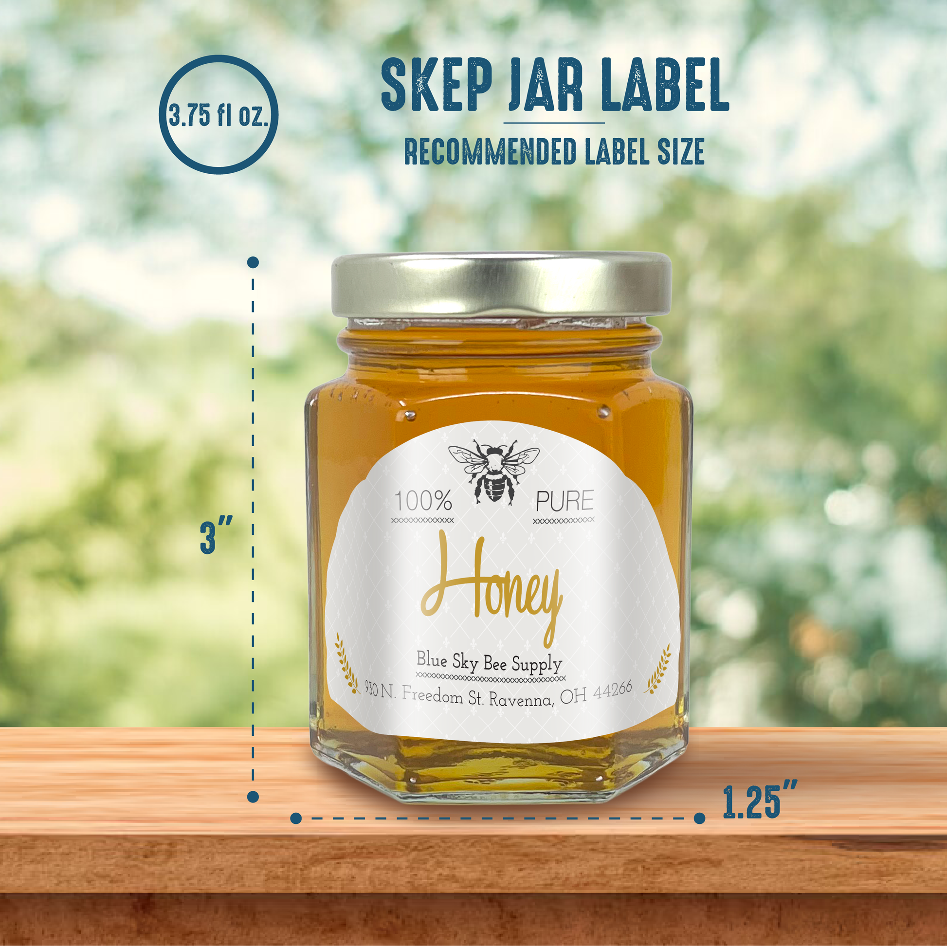 3.75 fluid oz. (110 ml) Glass Hex (12/case w/48mm LUG lids) [HEX04]