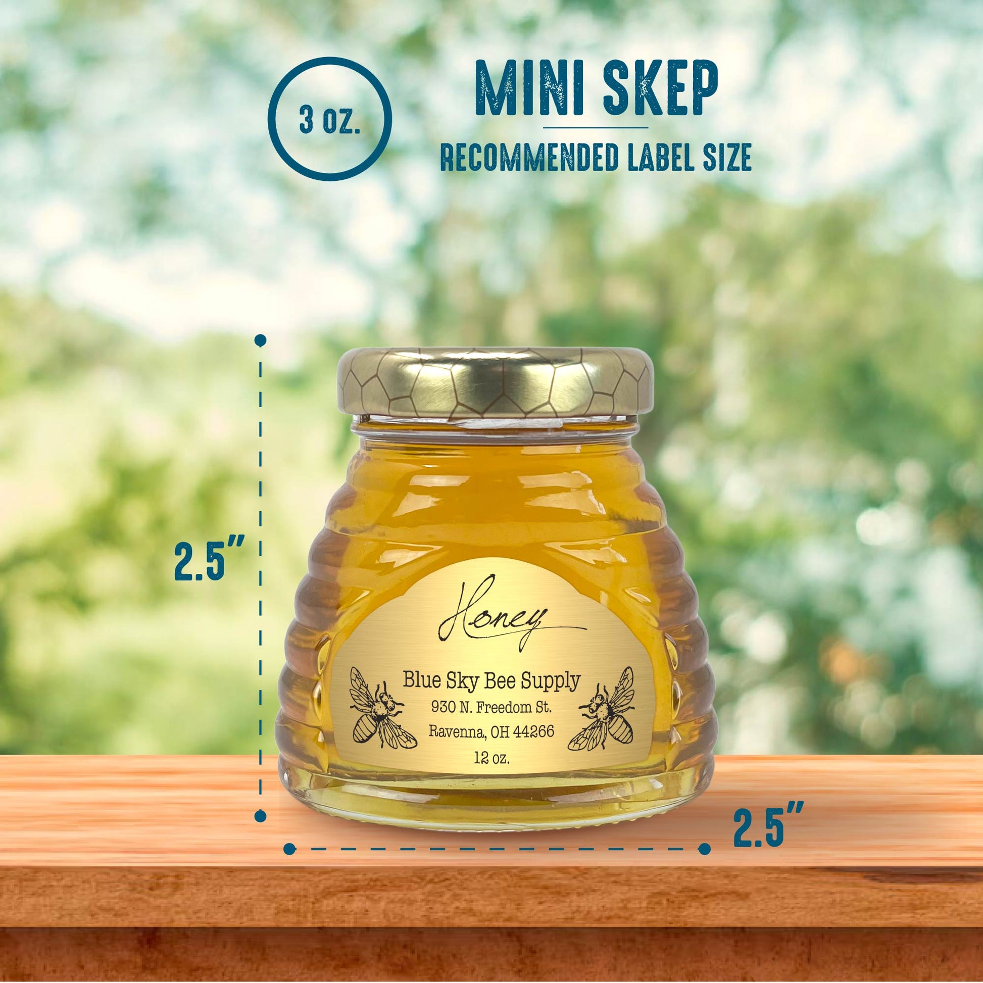 3 oz. wt. Glass Skep Jars (24 ct case w/43mmLUG Lids) [SK-2]