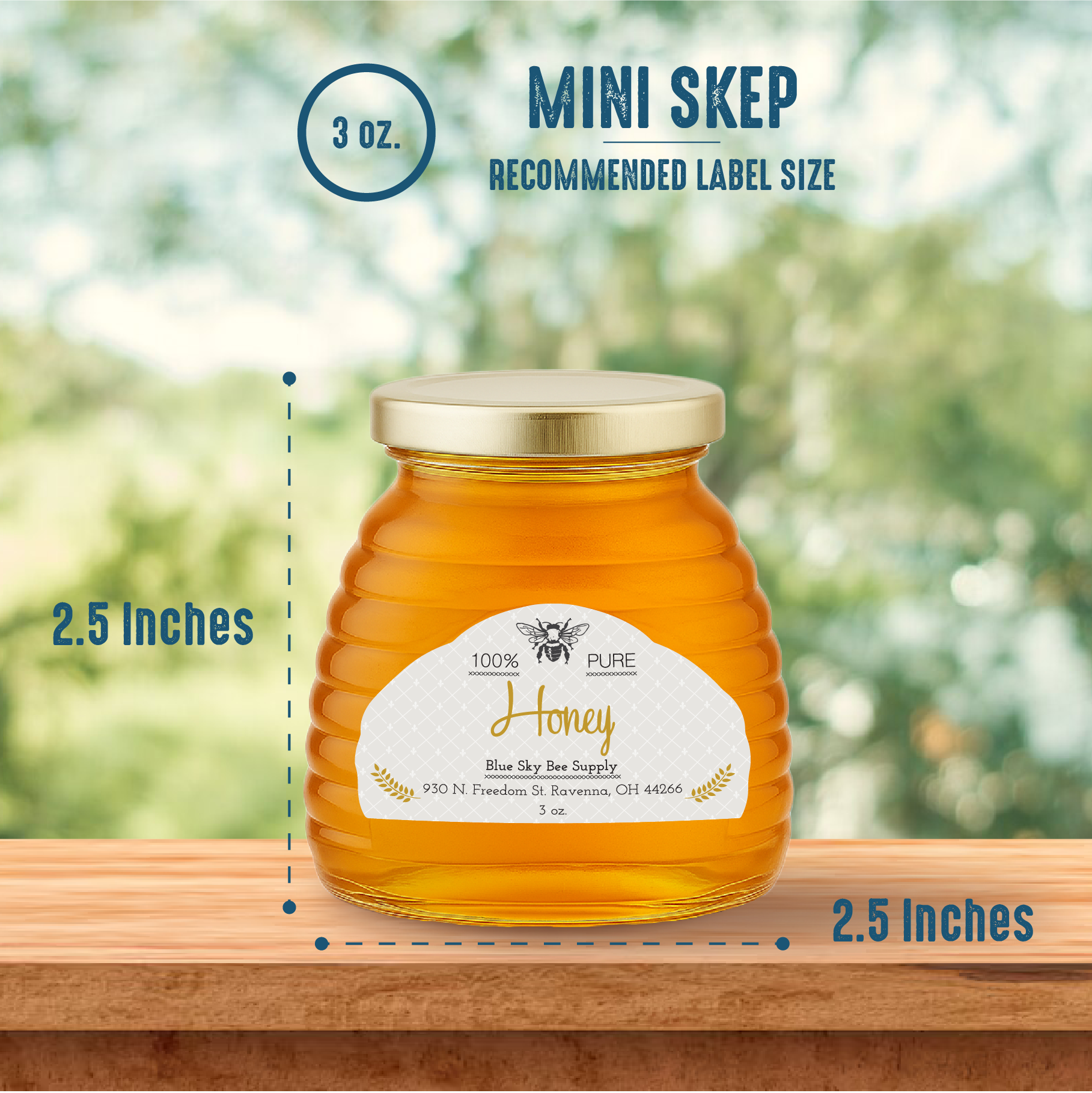3 oz. wt. Glass Skep (hive) Jars Pallet of 210 cases of 24/NO Caps