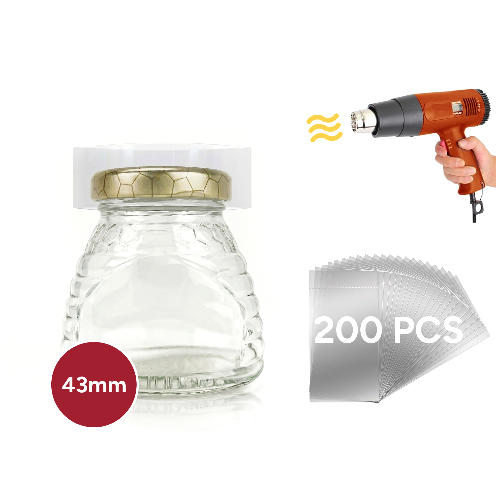 43mm Shrink Bands (clear) pack of 200