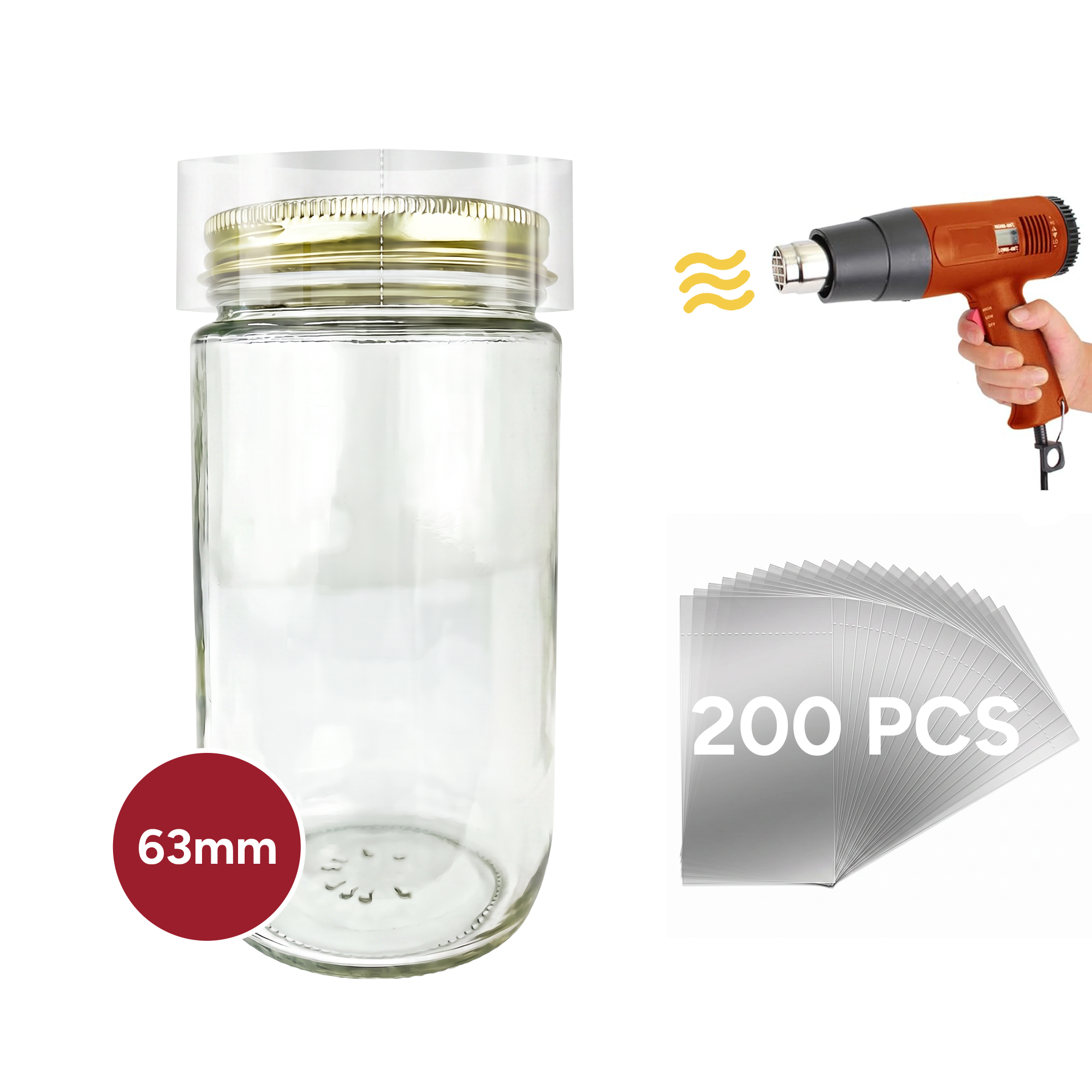 63mm Shrink Bands (clear) pack of 200 [A63M]