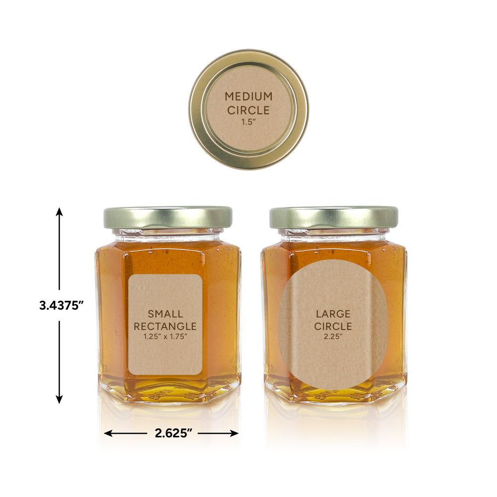 6 fluid oz. (190 ml) Glass Hex (12/case w/58mm LUG lids) [HEX06]