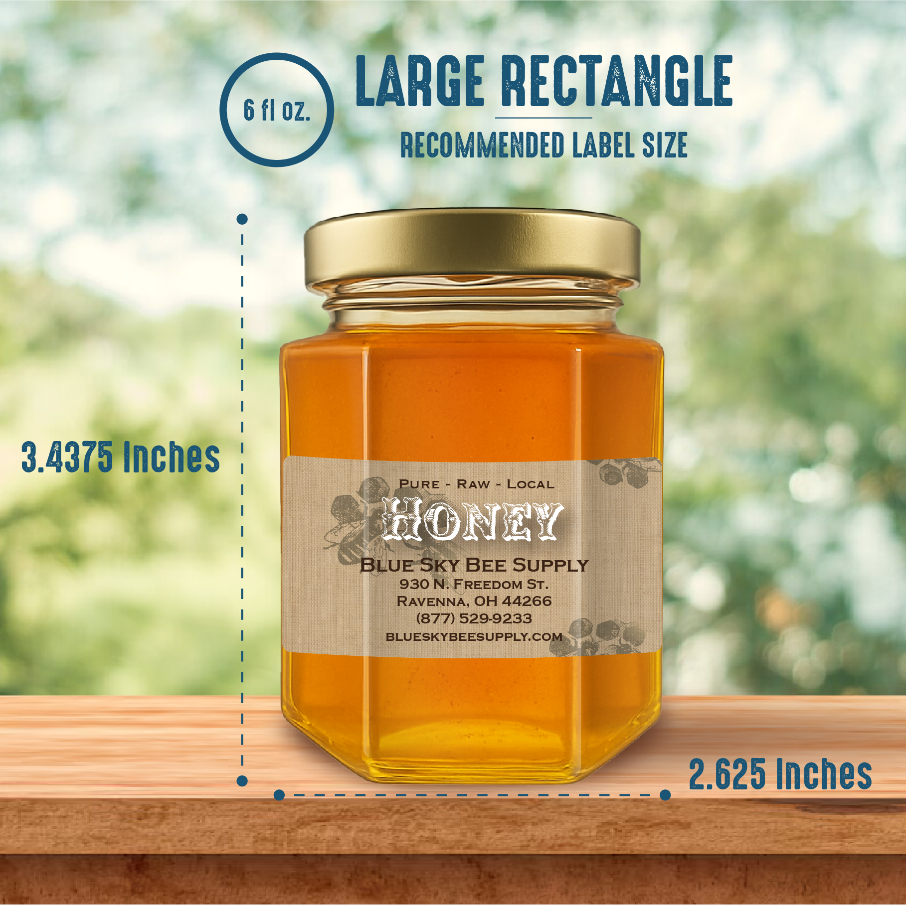 6 fluid oz. (190 ml) Glass Hex (12/case w/58mm LUG lids) [HEX06]
