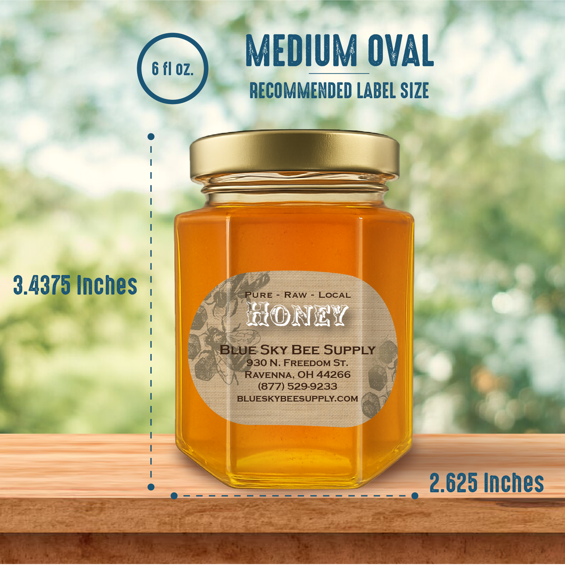 6 fluid oz. (190 ml) Glass Hex (12/case) [HEX06] – Blue Sky