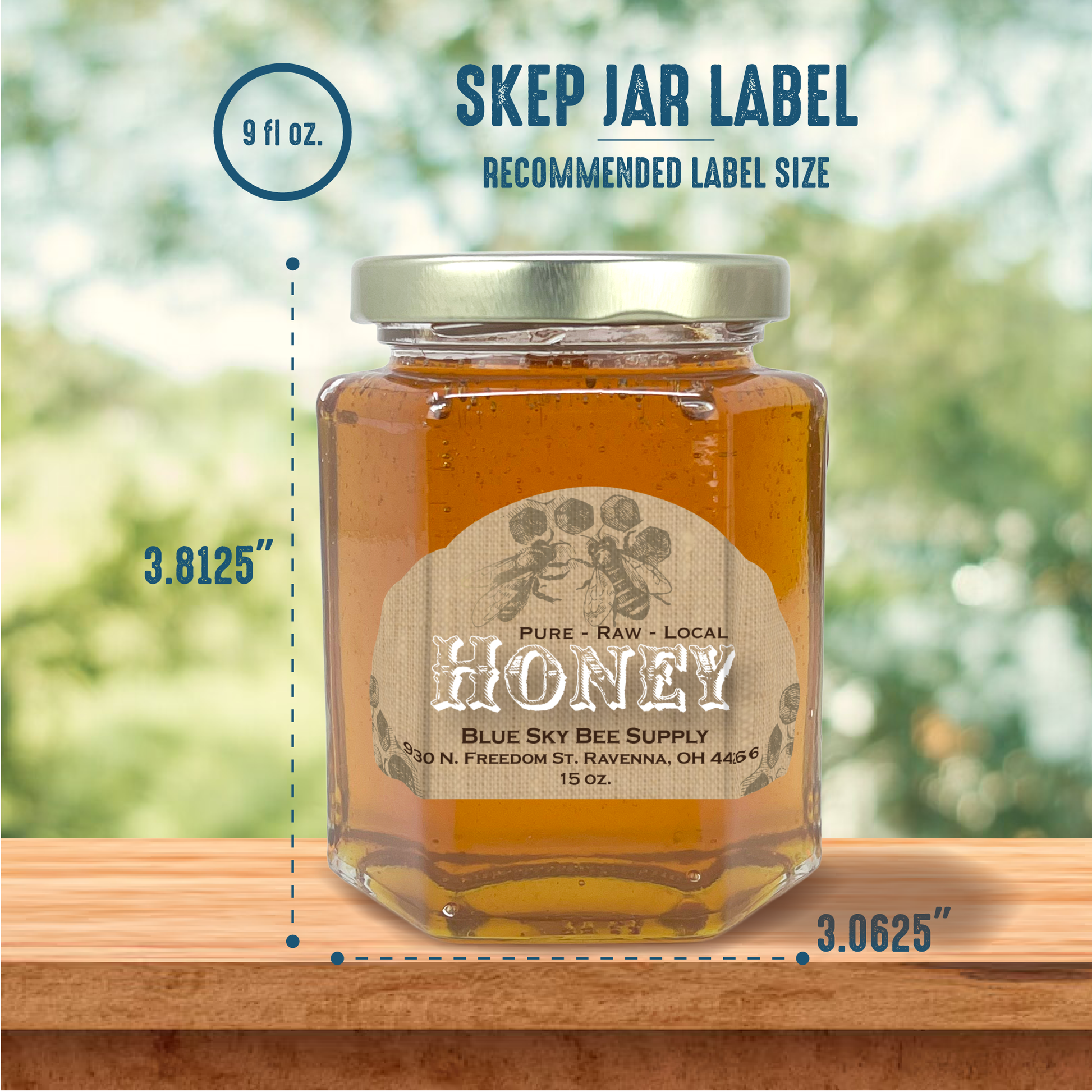 9 fluid oz. (270 ml) Glass Hex (12/case w/63mm LUG lids) [HEX09]