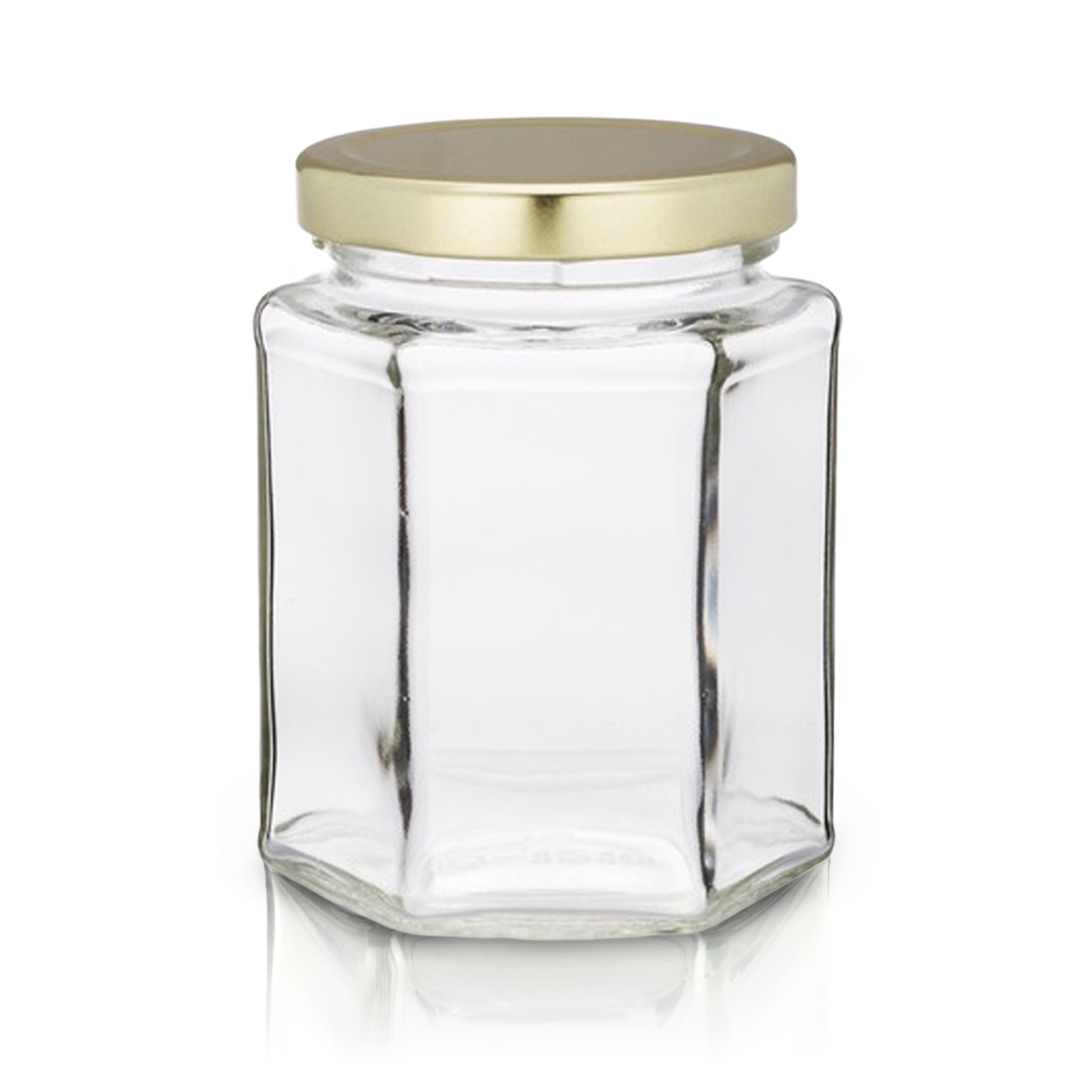 9 fluid oz. (270 ml) Glass Hex (12/case w/63mm LUG lids) [HEX09]