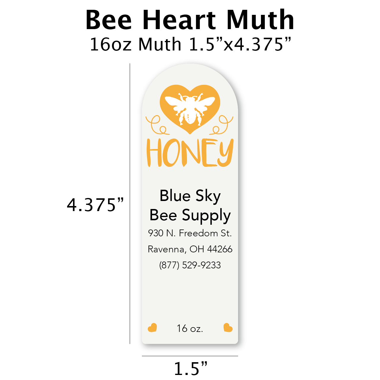 Bee Heart - Customizable Muth Jar Labels