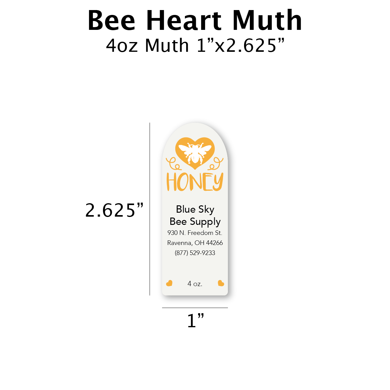 Bee Heart - Customizable Muth Jar Labels