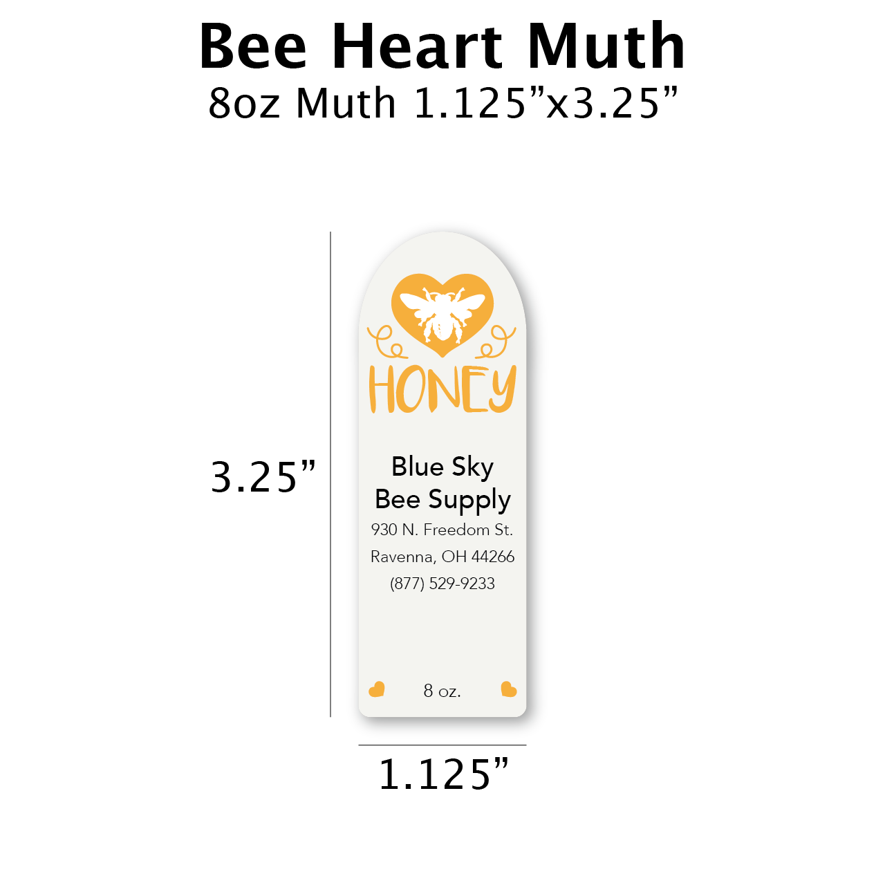 Bee Heart - Customizable Muth Jar Labels