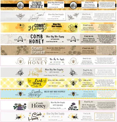 Customizable Full Size Cut Comb Box Labels (100 count) Blue Sky Bee Supply