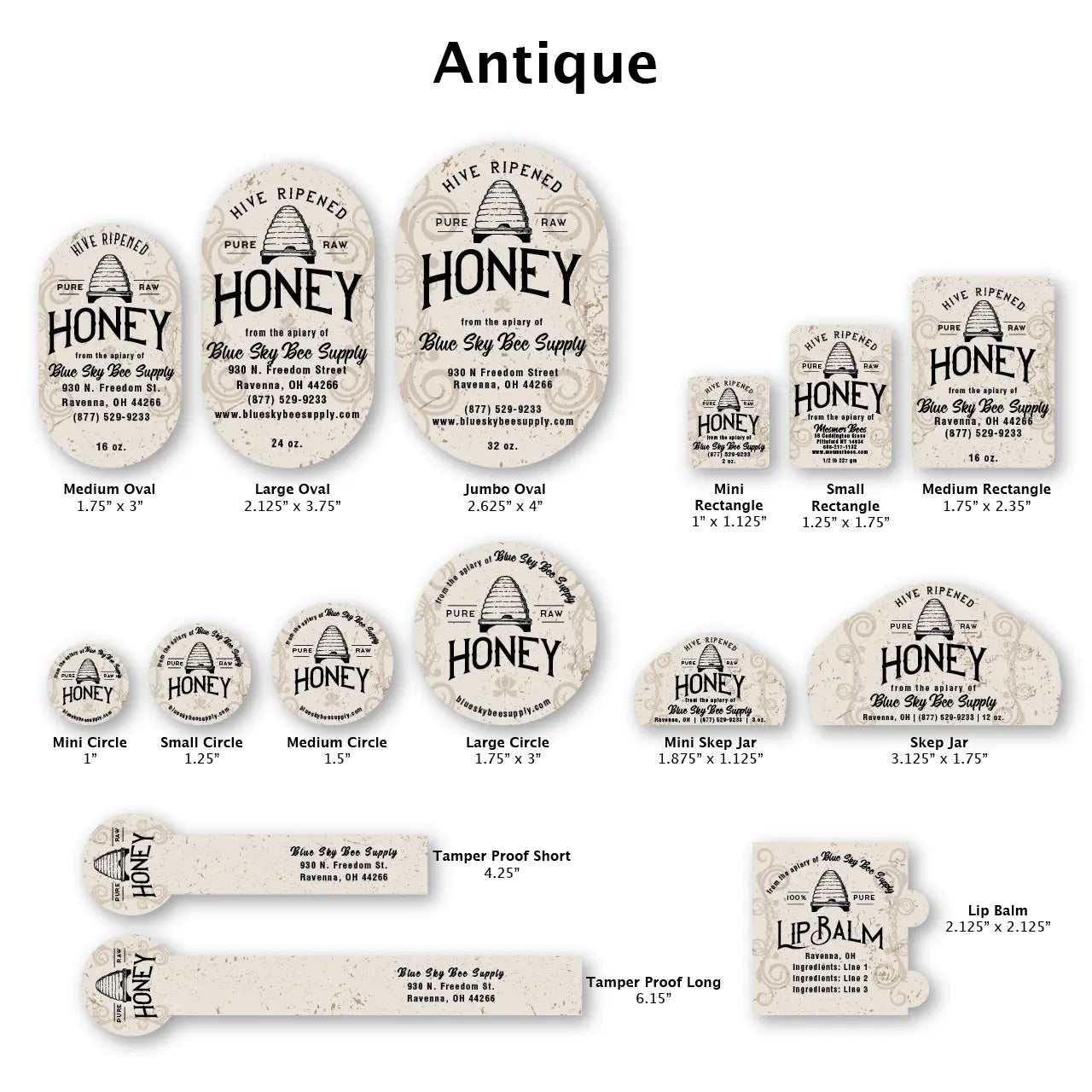 Antique - Customizable Label Design Blue Sky Bee Supply