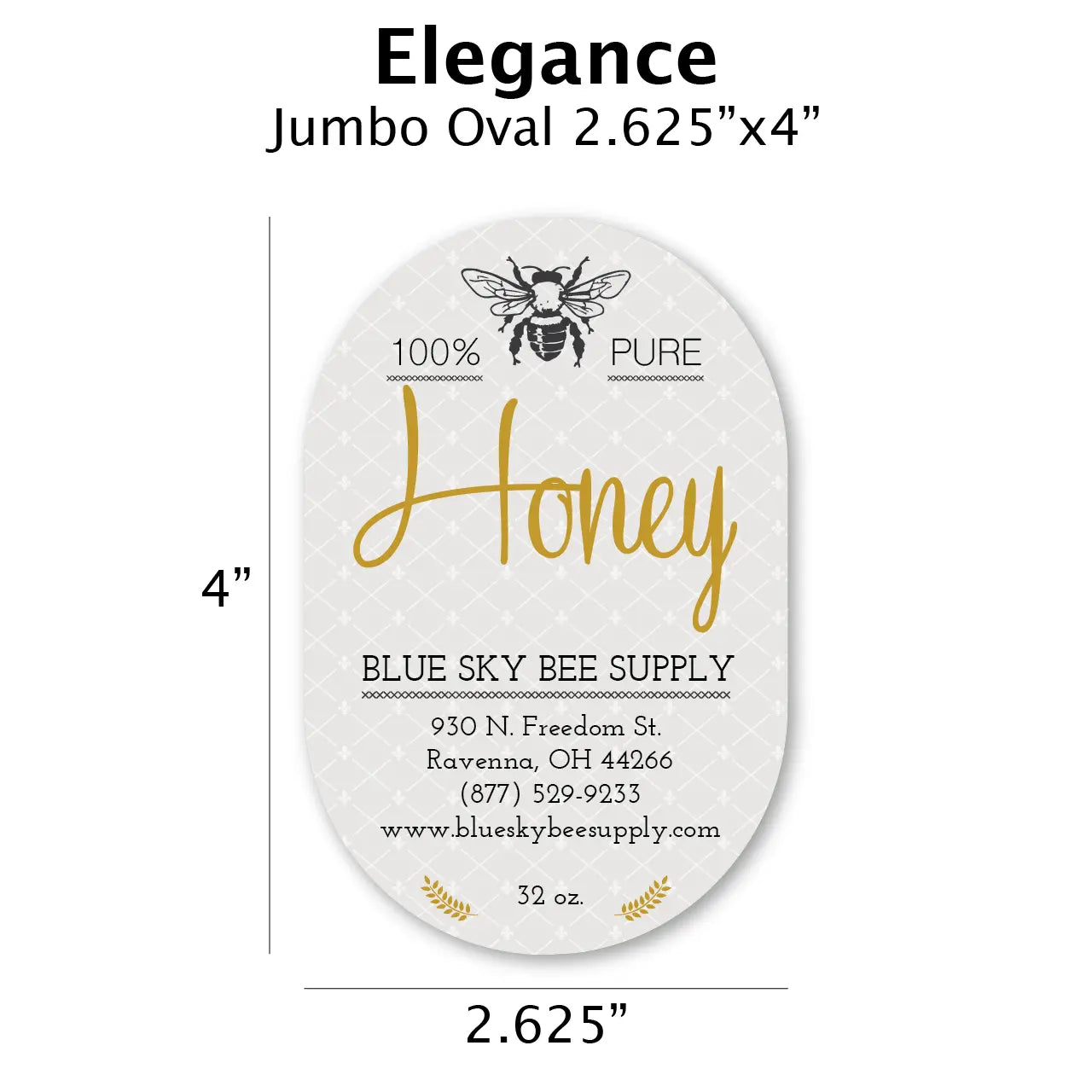 Elegance - Customizable Label Design Blue Sky Bee Supply
