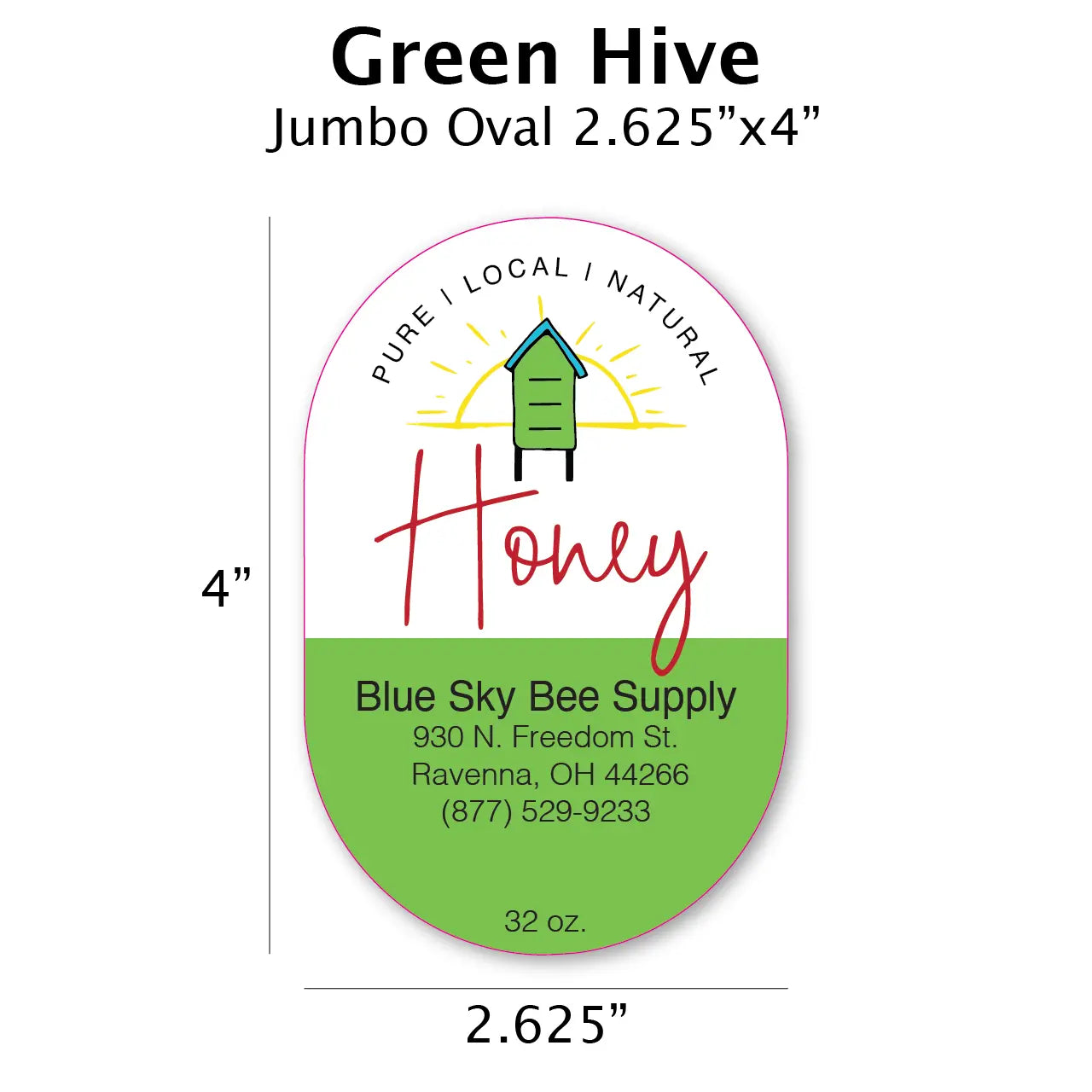 Green Hive - Customizable Label Design Blue Sky Bee Supply