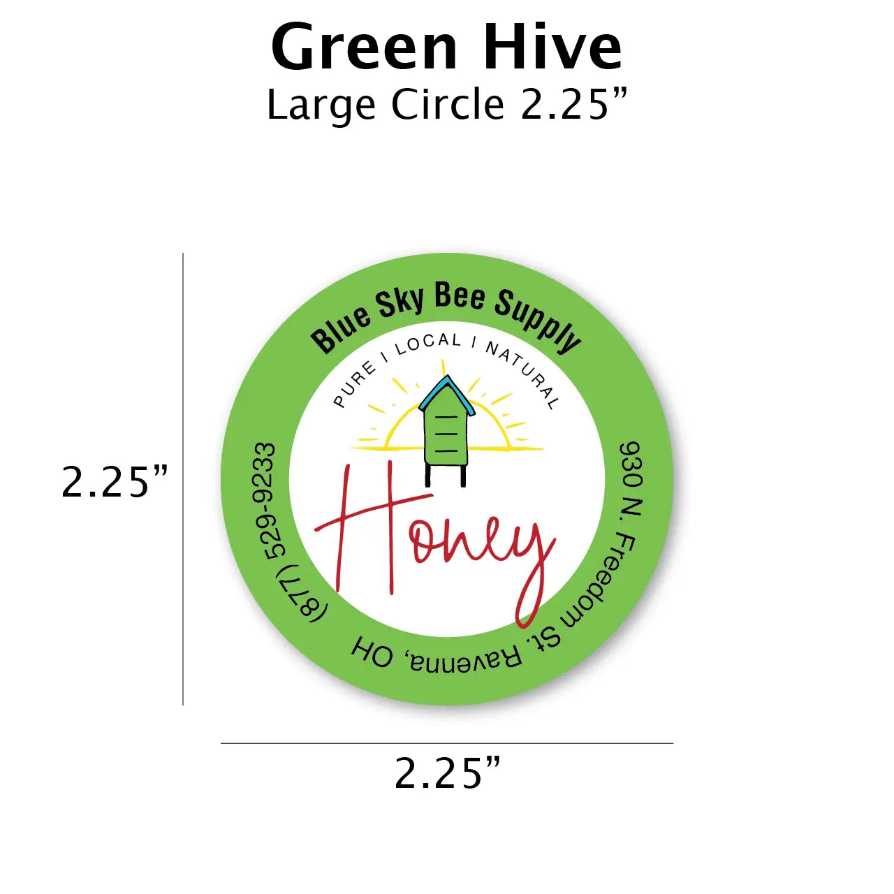 Green Hive - Customizable Label Design Blue Sky Bee Supply