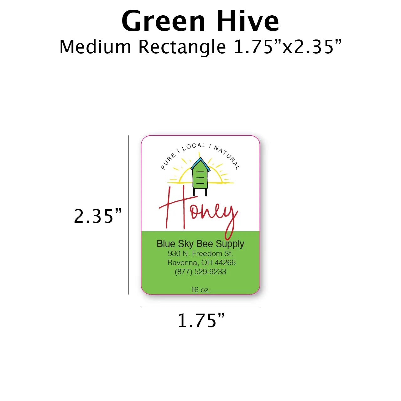Green Hive - Customizable Label Design Blue Sky Bee Supply