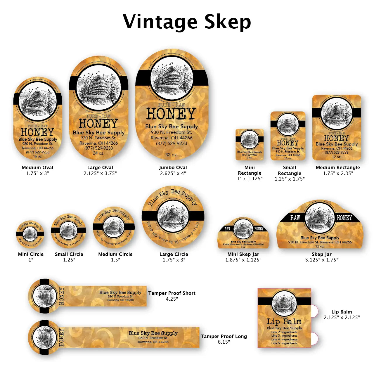 Vintage Skep - Customizable Label Design Blue Sky Bee Supply