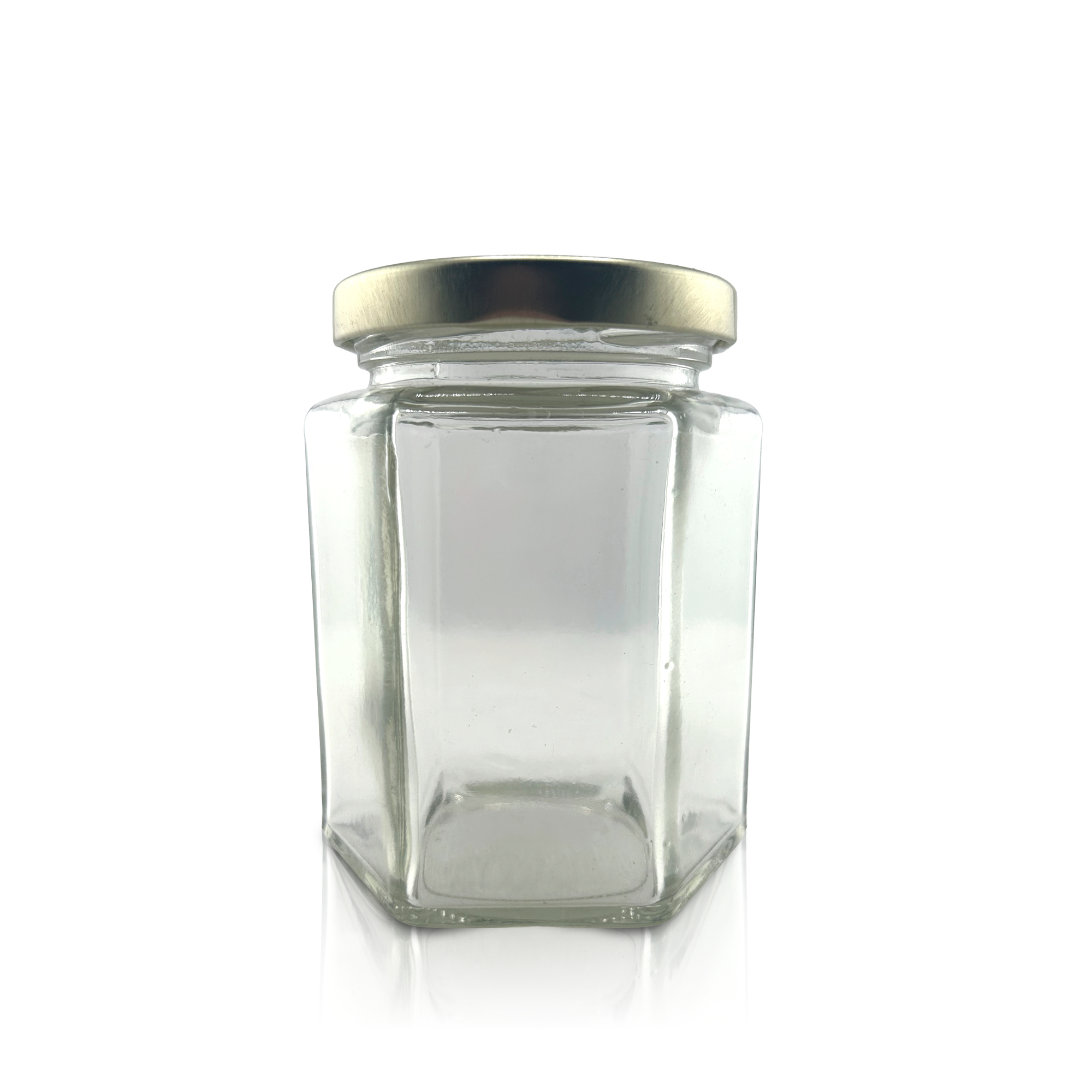 9 fluid oz. (270 ml) Glass Hex (12/case w/63mm LUG lids) [HEX09]