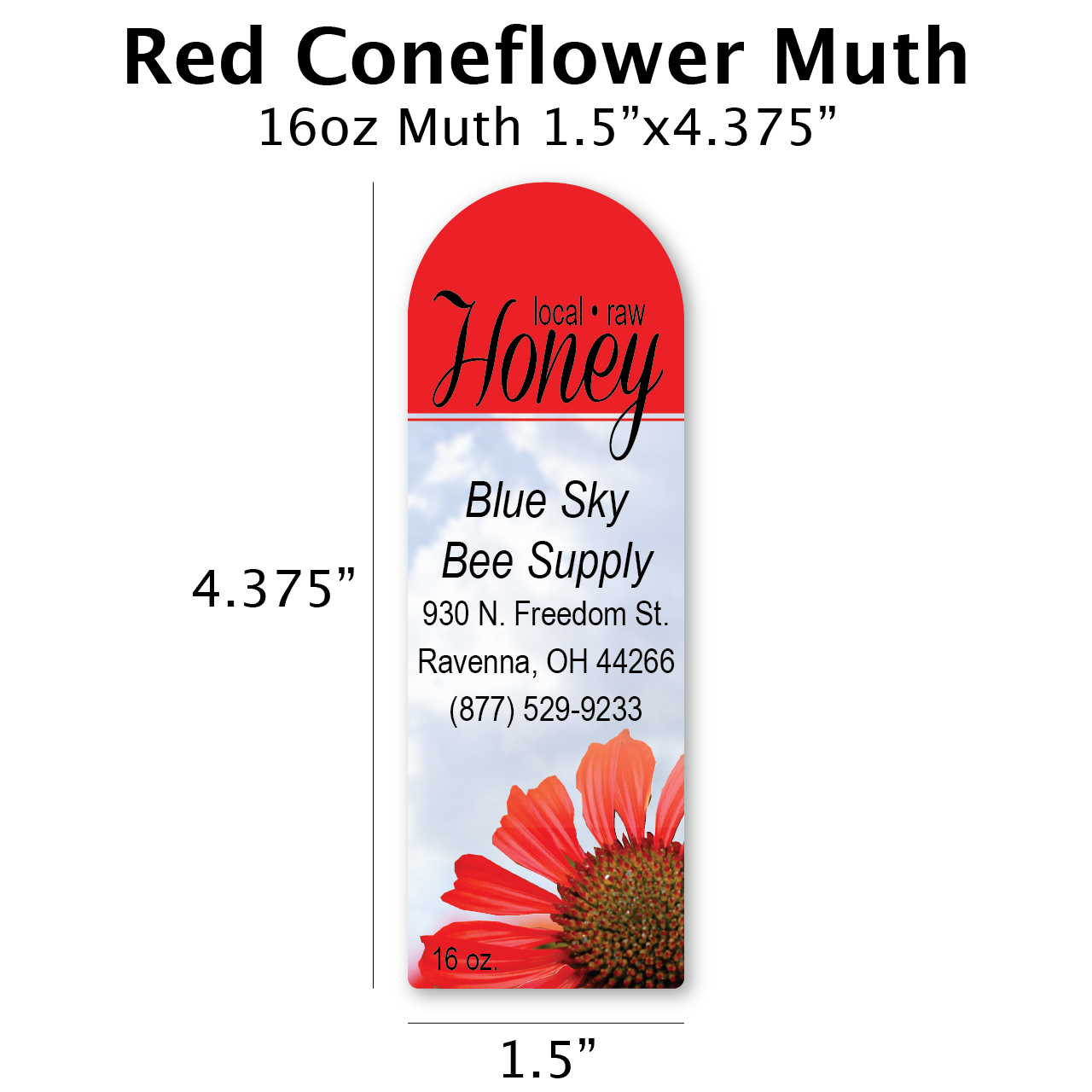 Red Coneflower - Customizable Muth Jar Labels