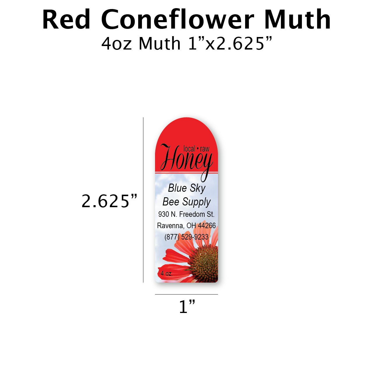 Red Coneflower - Customizable Muth Jar Labels