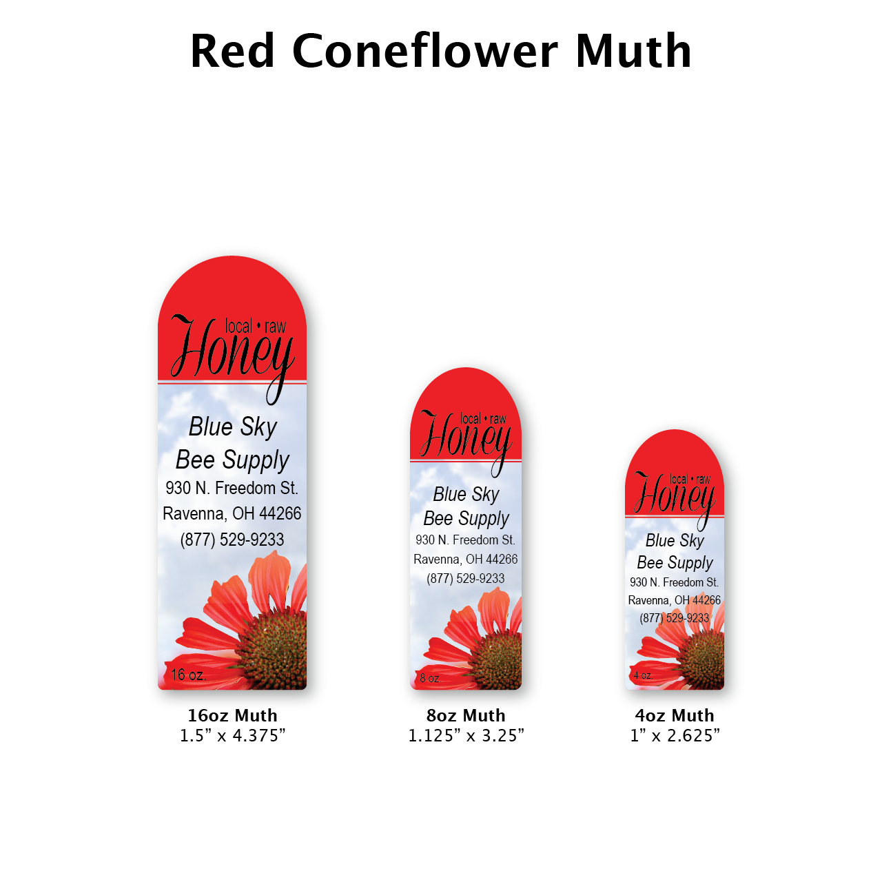 Red Coneflower - Customizable Muth Jar Labels
