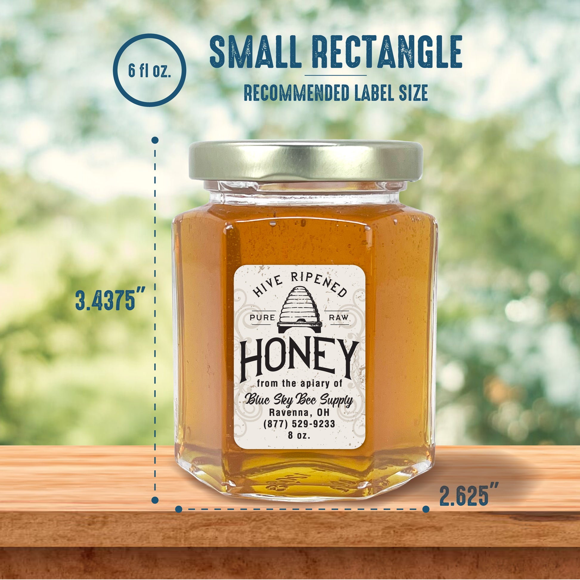 6 fluid oz. (190 ml) Glass Hex (12/case w/58mm LUG lids) [HEX06]